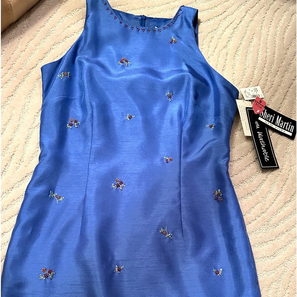 NWT. Gorgeous blue, beaded sheath. Size 8.